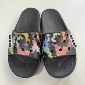 Crocs Unisex Classic Graphic Tie Dye Slides Women’s 7 Men’s 5 Slip On Sandals
